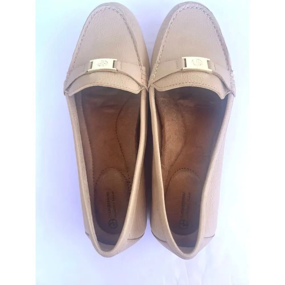 Giani Bernini Dailyn Beige Leather‎ Slip On Casual Comfort Loafer Shoes Sz 9M